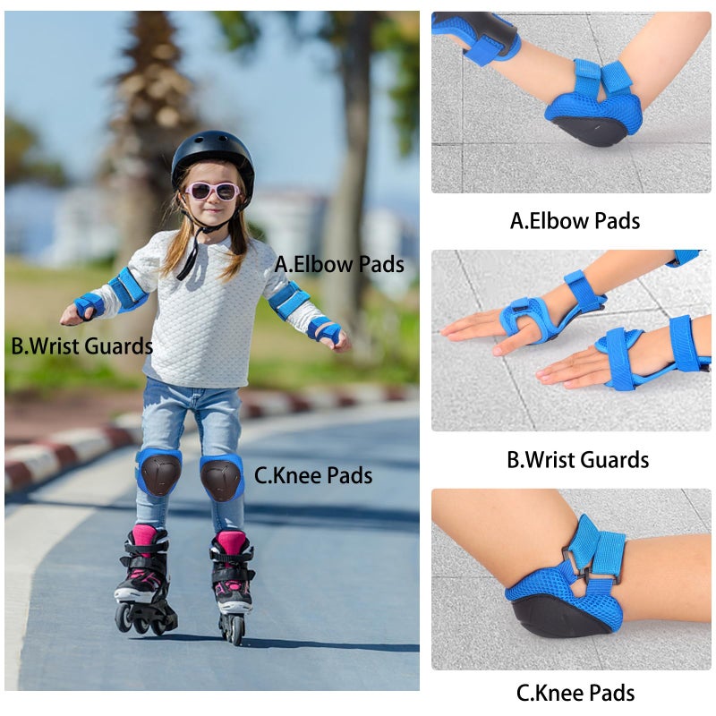 Banzk Kids/Youth Knee Pads and Elbow Pads Set with Wrist Guard 3 in 1 Kids Protective Gear Set for Kids 3-14 Years for Skateboard Roller Skating Skiing Rollerblading Cycling BMX Biking Running Scooter - Image 4